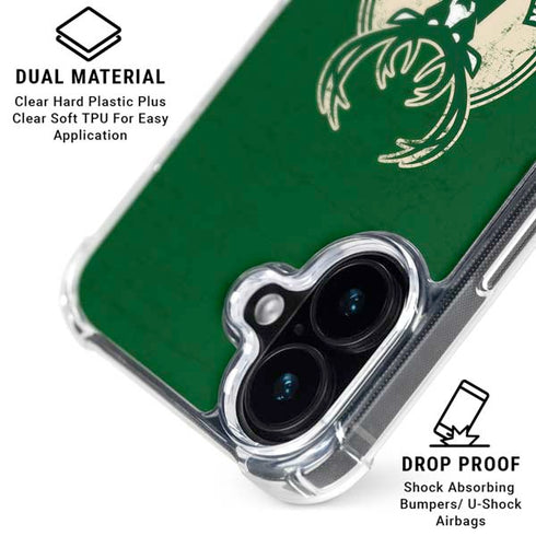 NBA Milwaukee Bucks Green Distressed iPhone 16 Plus MagSafe Case