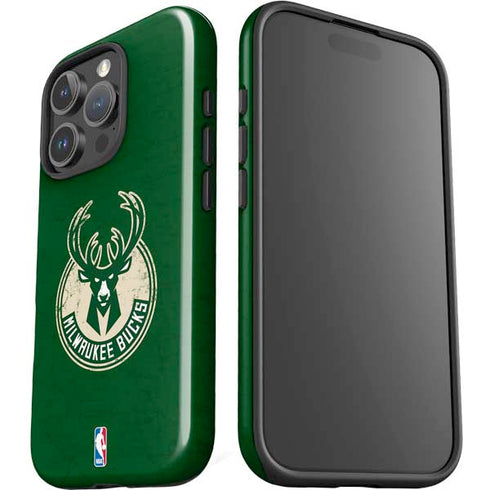 NBA Milwaukee Bucks Green Distressed iPhone 16 Pro Max Impact Case