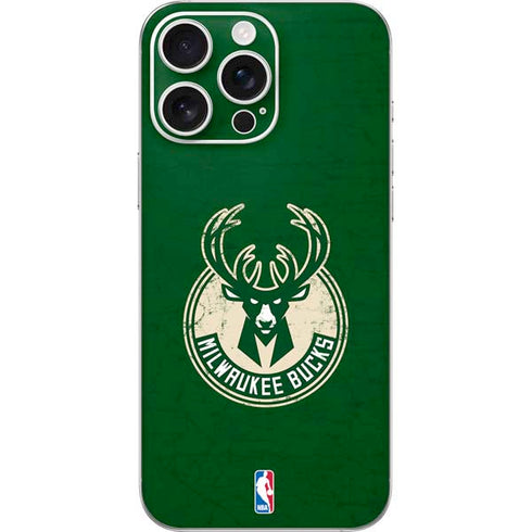 NBA Milwaukee Bucks Green Distressed iPhone 16 Pro Max Skin