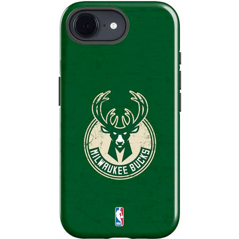 NBA Milwaukee Bucks Green Distressed iPhone 16e Impact Case