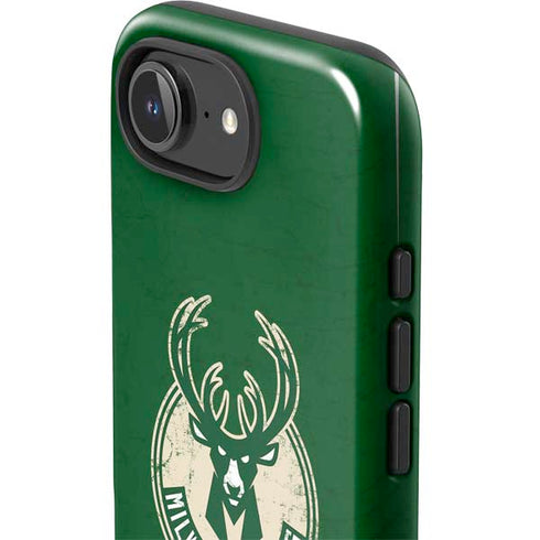 NBA Milwaukee Bucks Green Distressed iPhone 16e Impact Case