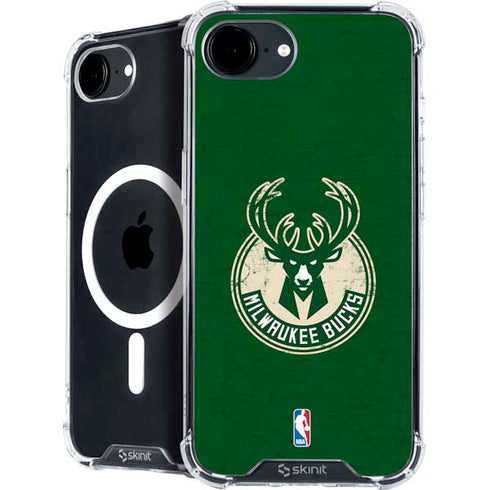 NBA Milwaukee Bucks Green Distressed iPhone 16e MagSafe Case