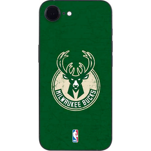 NBA Milwaukee Bucks Green Distressed iPhone 16e Skin
