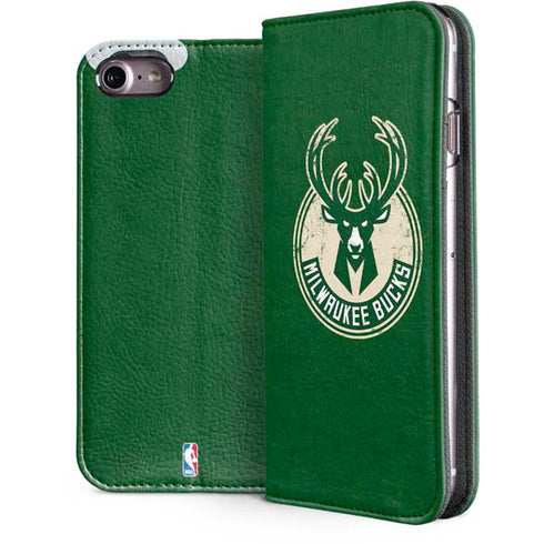 NBA Milwaukee Bucks Green Distressed iPhone 7 Folio Case