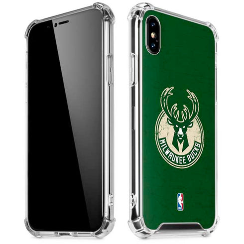 NBA Milwaukee Bucks Green Distressed iPhone X/XS Clear Case