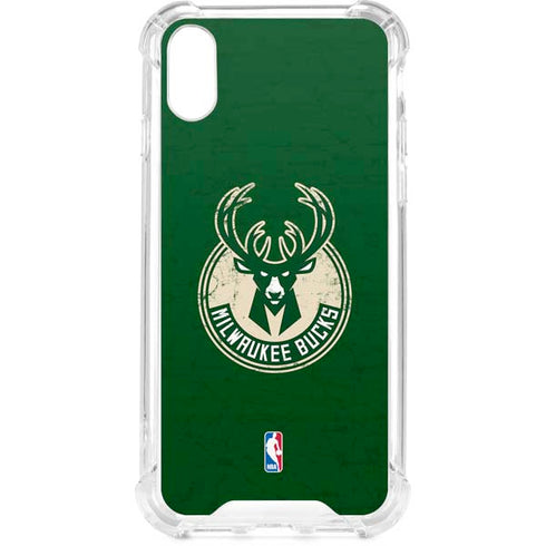NBA Milwaukee Bucks Green Distressed iPhone XS Clear Case