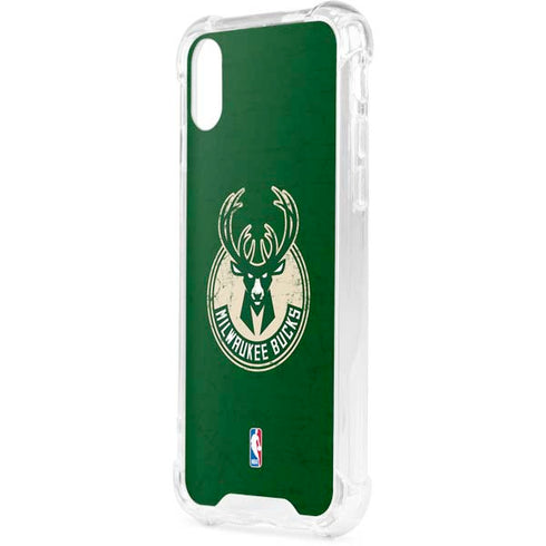 NBA Milwaukee Bucks Green Distressed iPhone XS Clear Case