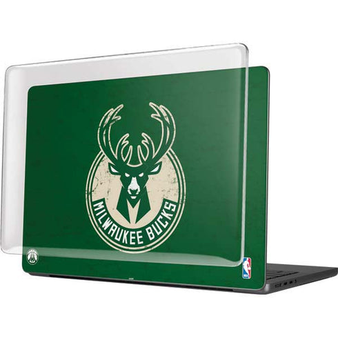 NBA Milwaukee Bucks Green Distressed MacBook Pro 14in (2021-24) Case plus Skin