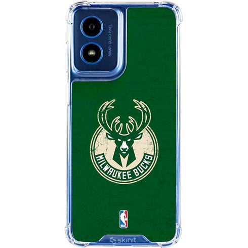 NBA Milwaukee Bucks Green Distressed Moto G 5G (2024) Clear Case