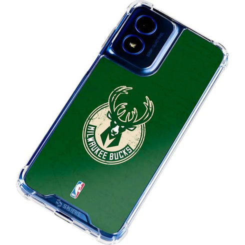 NBA Milwaukee Bucks Green Distressed Moto G 5G (2024) Clear Case