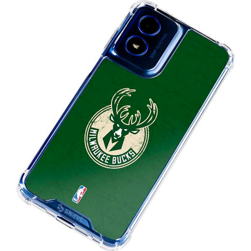 NBA Milwaukee Bucks Green Distressed Moto G Play 4G (2024) Clear Case