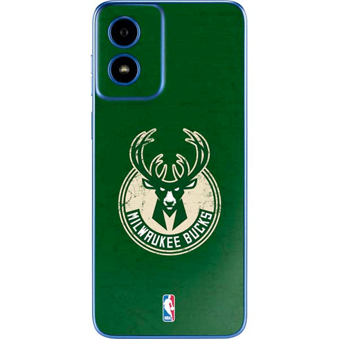 NBA Milwaukee Bucks Green Distressed Moto G Play 4G (2024) Skin