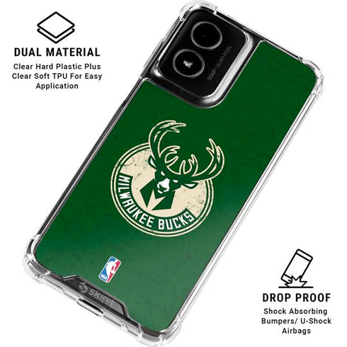 NBA Milwaukee Bucks Green Distressed Moto G Power 5G (2024) Clear Case
