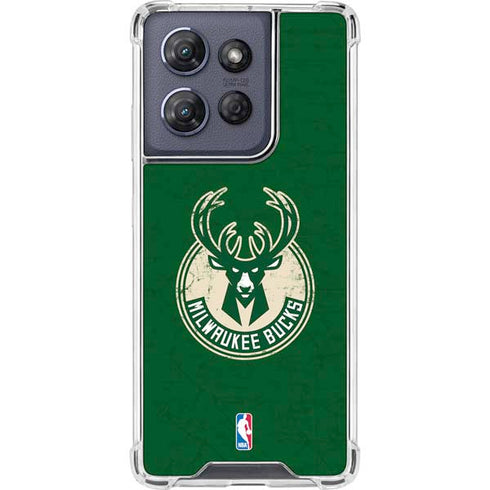 NBA Milwaukee Bucks Green Distressed Moto G Stylus 5G (2025) Clear Case
