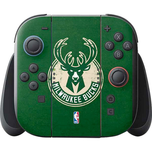 NBA Milwaukee Bucks Green Distressed Nintendo Switch 2 (2025) with Joy-Con Skin