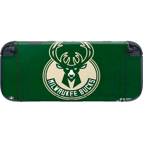 NBA Milwaukee Bucks Green Distressed Nintendo Switch 2 (2025) with Joy-Con Skin