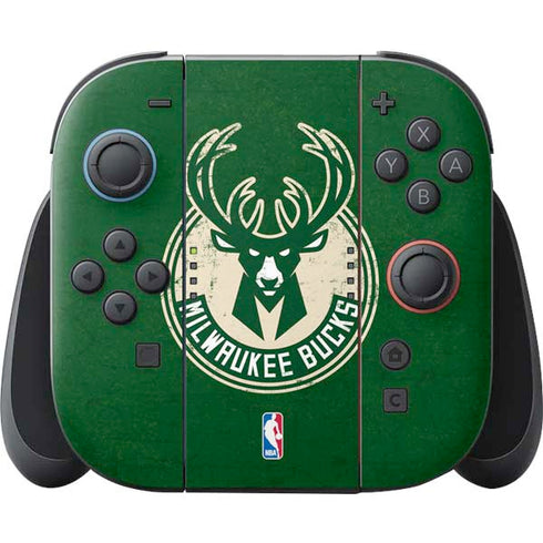 NBA Milwaukee Bucks Green Distressed Nintendo Switch 2 (2025) Joy-Con Controller Skin