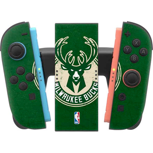 NBA Milwaukee Bucks Green Distressed Nintendo Switch 2 (2025) Joy-Con Controller Skin