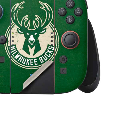NBA Milwaukee Bucks Green Distressed Nintendo Switch 2 (2025) Joy-Con Controller Skin