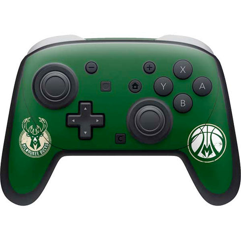 NBA Milwaukee Bucks Green Distressed Nintendo Switch 2 (2025) Pro Controller Skin
