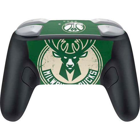 NBA Milwaukee Bucks Green Distressed Nintendo Switch 2 (2025) Pro Controller Skin