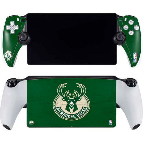 NBA Milwaukee Bucks Green Distressed PlayStation Portal Remote Player Skin
