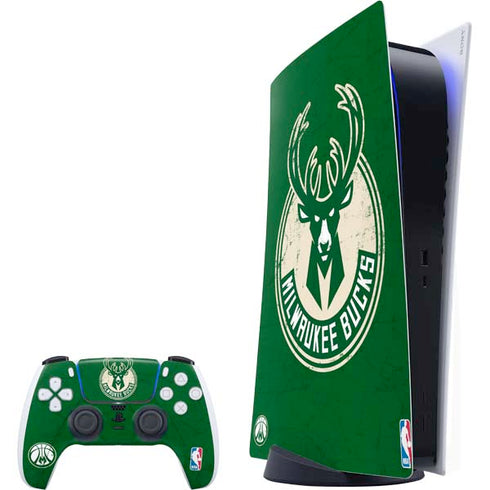 NBA Milwaukee Bucks Green Distressed PlayStation PS5 Skins