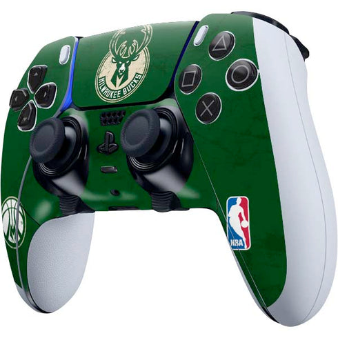 NBA Milwaukee Bucks Green Distressed PS5 DualSense Edge Pro Controller Skin