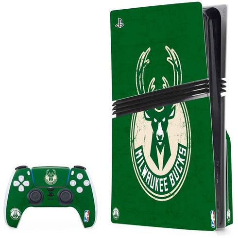 NBA Milwaukee Bucks Green Distressed PlayStation PS5 Skins