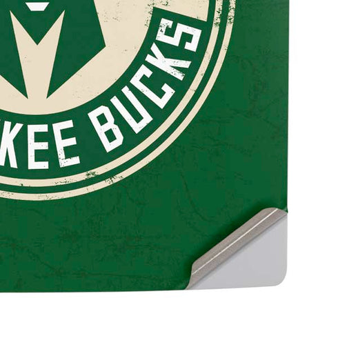 NBA Milwaukee Bucks Green Distressed PS5 Pro Disk Console Skin