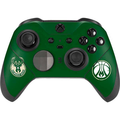 NBA Milwaukee Bucks Green Distressed Xbox Elite Wireless Controller Series 2 Skin