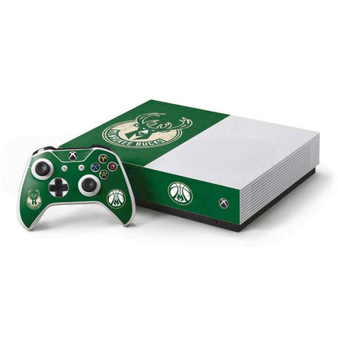 NBA Milwaukee Bucks Green Distressed Xbox One S All-Digital Edition Bundle Skin