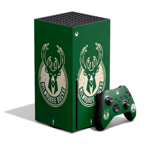 NBA Milwaukee Bucks Green Distressed Xbox Series X Skins