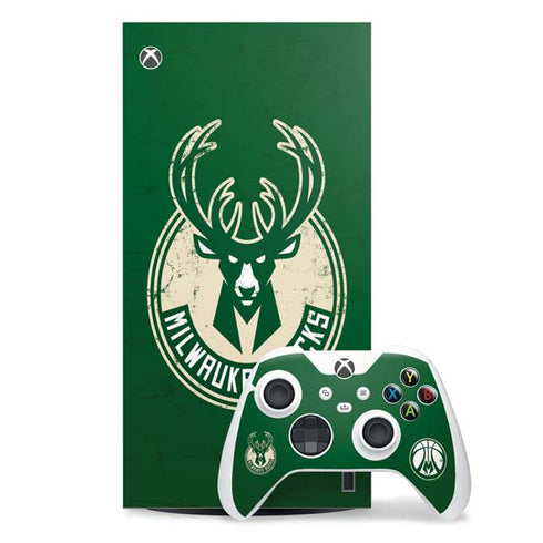 NBA Milwaukee Bucks Green Distressed Xbox Series X Skins