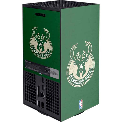 NBA Milwaukee Bucks Green Distressed XBox Series X Digital Edition Console Skin