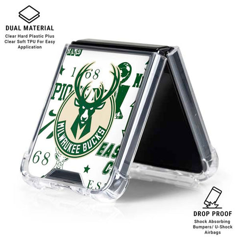 NBA Milwaukee Bucks Historic Blast New Galaxy Z Flip6 Clear Case