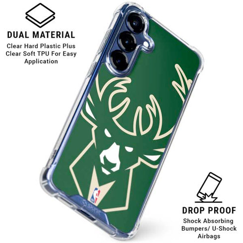 NBA Milwaukee Bucks Large Logo Galaxy S25 FE Clear Case