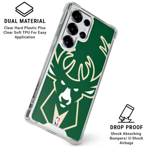 NBA Milwaukee Bucks Large Logo Galaxy S25 Ultra Clear Case