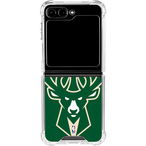 NBA Milwaukee Bucks Large Logo Galaxy Z Flip6 Clear Case