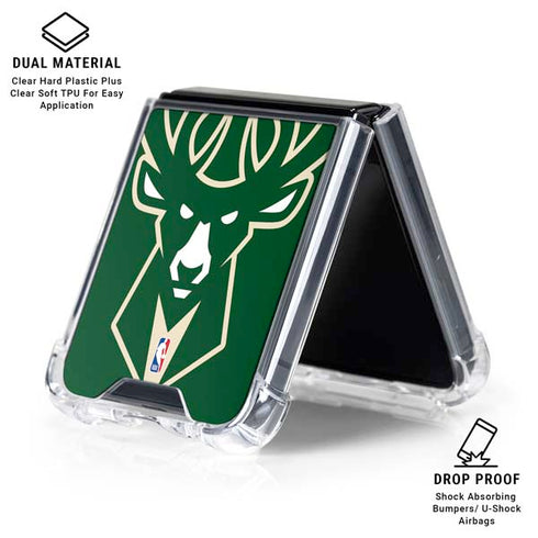 NBA Milwaukee Bucks Large Logo Galaxy Z Flip6 Clear Case