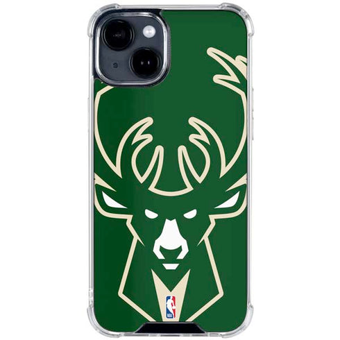 NBA Milwaukee Bucks Large Logo iPhone 15 Clear Case