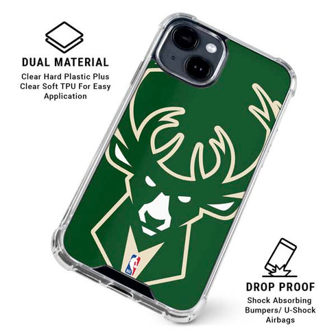 NBA Milwaukee Bucks Large Logo iPhone 15 Clear Case