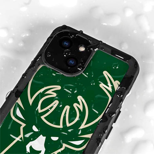NBA Milwaukee Bucks Large Logo iPhone 15 Plus Waterproof Case
