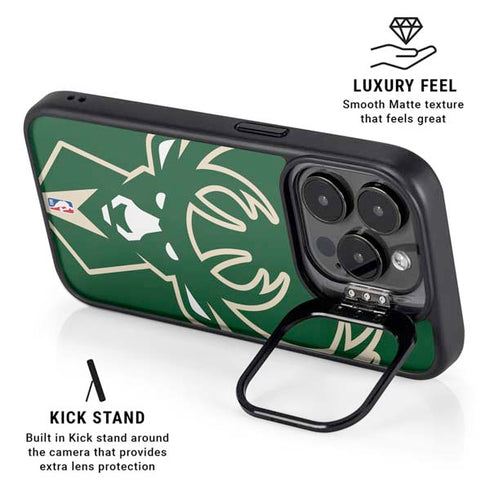 NBA Milwaukee Bucks Large Logo iPhone 15 Pro Max Kickstand Case