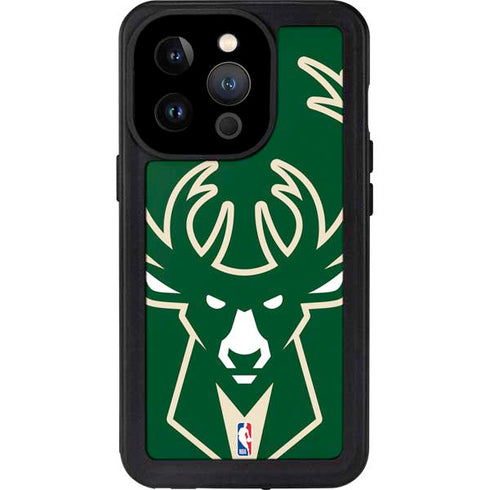 NBA Milwaukee Bucks Large Logo iPhone 15 Pro Waterproof Case