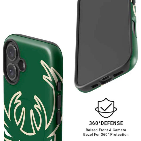 NBA Milwaukee Bucks Large Logo iPhone 16 Magsafe Impact Case