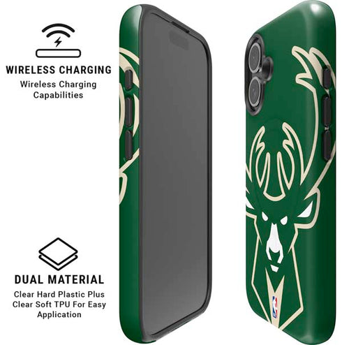 NBA Milwaukee Bucks Large Logo iPhone 16 Magsafe Impact Case