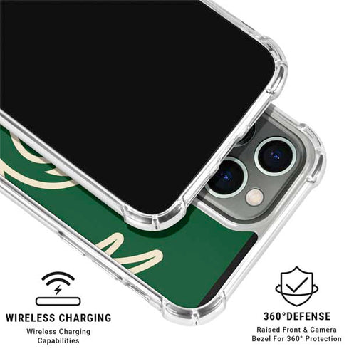 NBA Milwaukee Bucks Large Logo iPhone 16 Pro Clear Case