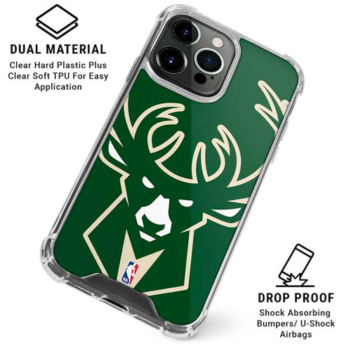 NBA Milwaukee Bucks Large Logo iPhone 16 Pro Clear Case