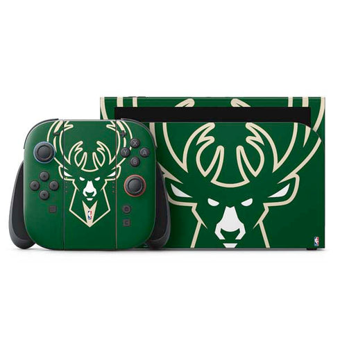 NBA Milwaukee Bucks Large Logo Nintendo Switch 2 (2025) with Joy-Con Skin